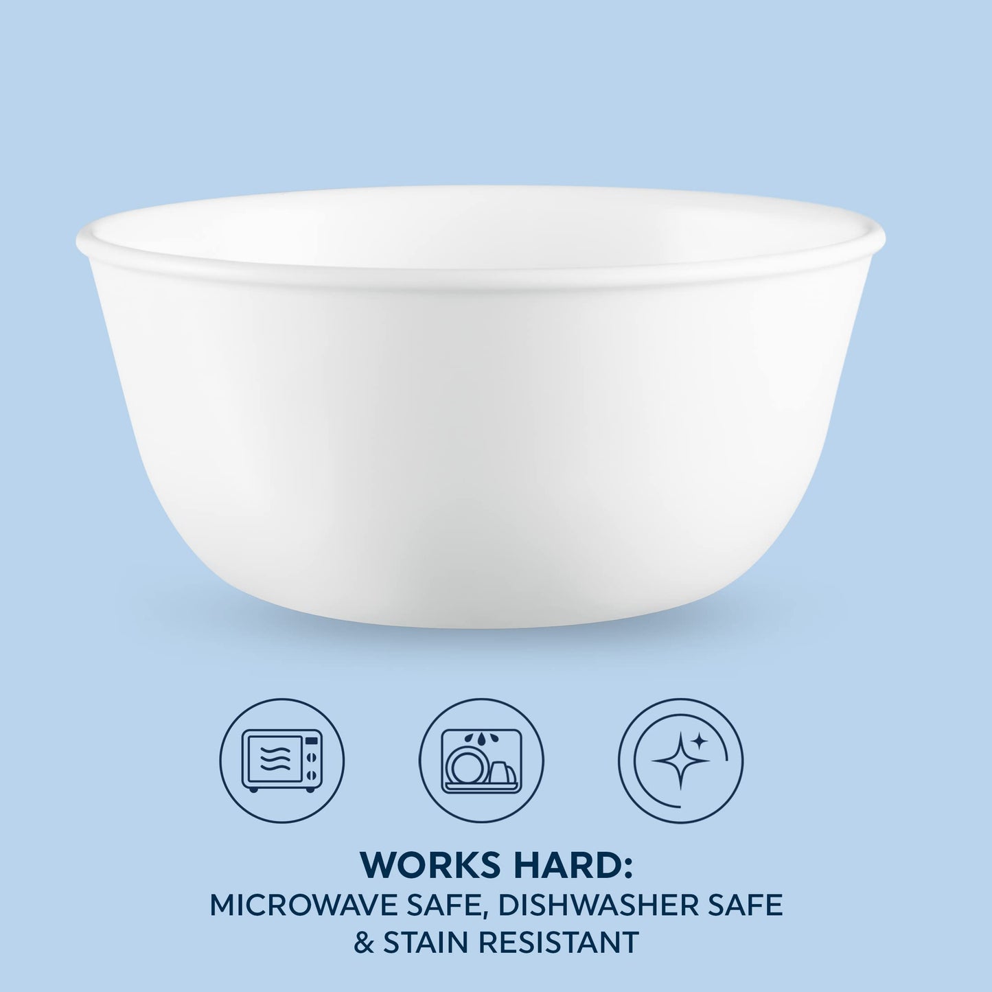 Corelle Vitrelle 28-oz Soup/Cereal Bowls Set of 6 Chip & Crack Resistant Dinnerware Bowls for Soup, Ramen, Cereal and More, Triple Layer Glass, Winter Frost White