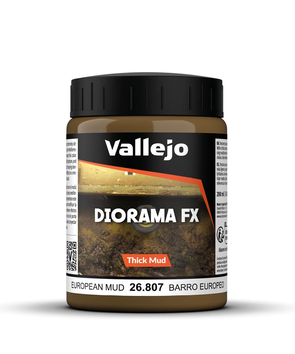 Vallejo - Diorama FX Thick Mud | European Mud 200 ml (6.76 fl.oz.) | Premium Acrylic Color For Modelers & Miniature Enthusiasts