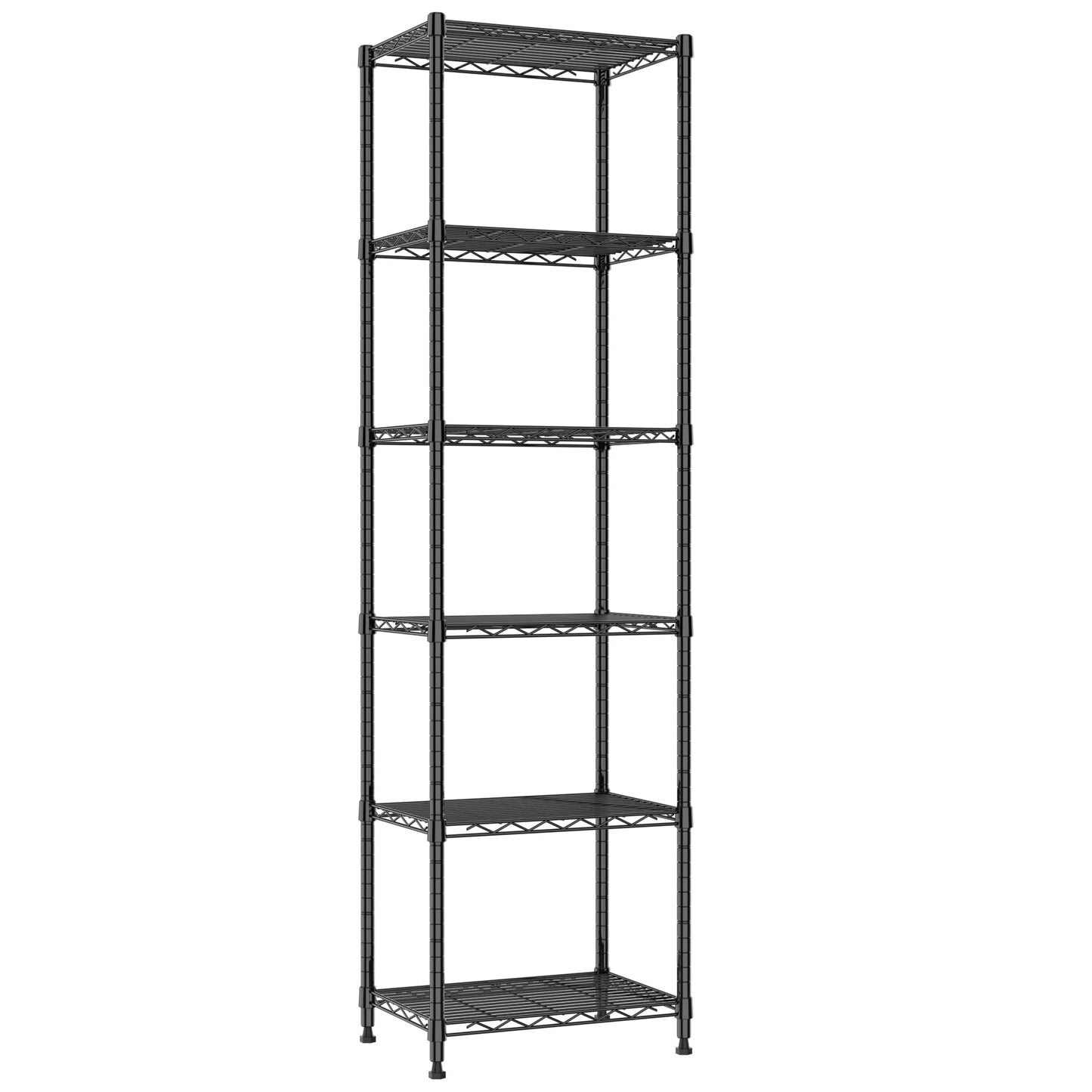 REGILLER 6 Wire Shelving Steel Storage Rack Adjustable Unit Shelves for Laundry Bathroom Kitchen Pantry Closet (16.7L x 11.9W x 64H, Black)