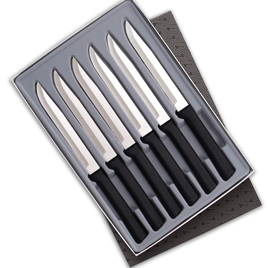 Rada Cutlery Six Utility/Steak Knives Gift Set (G206), 6-Piece Knife Set, Stainless Steel Blades, Black Handle