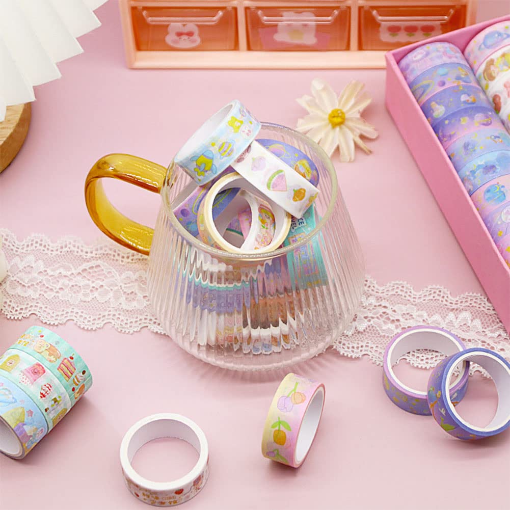 MAFELOE 2 Meters Long 60 Rolls Washi Tape Set, Decorative Adhesive Supplies for Scrapbook, Arts & Crafts-Cute Suit (Pink Box)