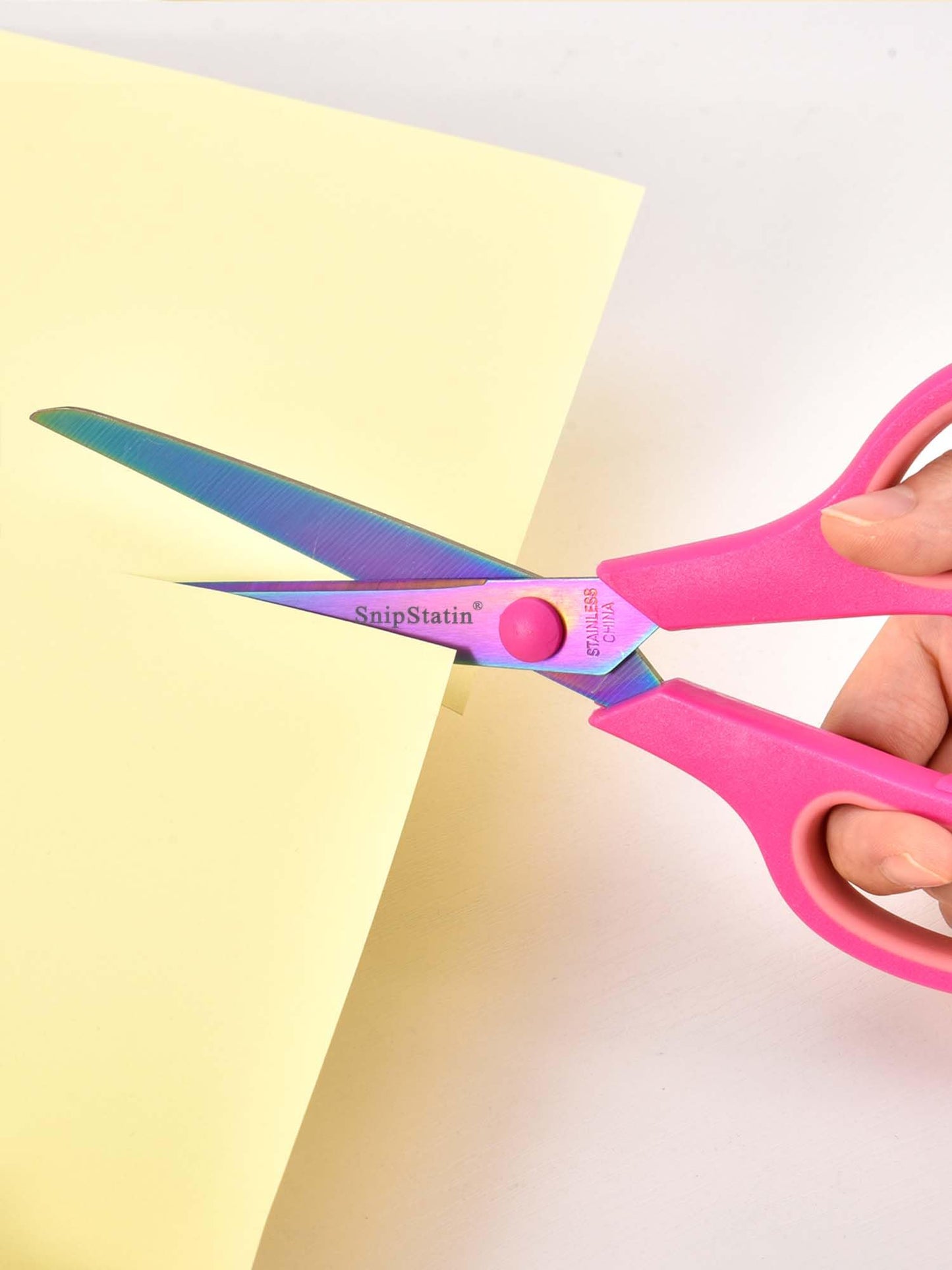 SnipStation 8.5" Multipurpose Office Scissors Heavy Duty, Titanium Coating Sharp Blades, Ergonomic Semi-Soft Rubber Grip, Scissors All Purpose for Sewing, School, Fabric, Art Craft Supplies, 3-Pack