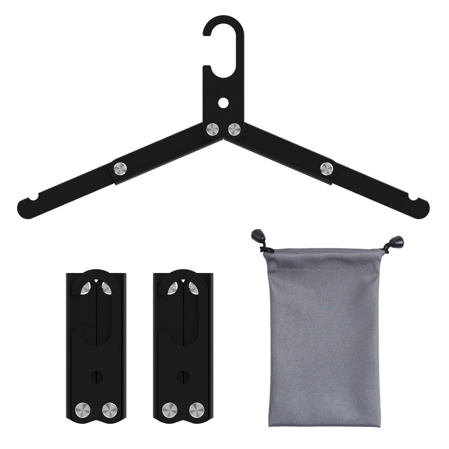 Sazfli Aluminum Foldable Travel Hangers 3-Pack – Lightweight & Durable with Gift Box, Windproof Hook – Compact Design for Outdoor, Cruise, Home (Black)