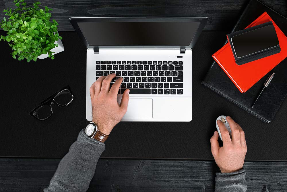 Large Mouse Pad- 31x12 in. XL Mousepad Keyboard Pad with Stitched Edges, Uitra-Smooth Mouse Mat & Non-Slip Rubber Base, Gaming Mouse Pad for Gamer, Office & Home, Black
