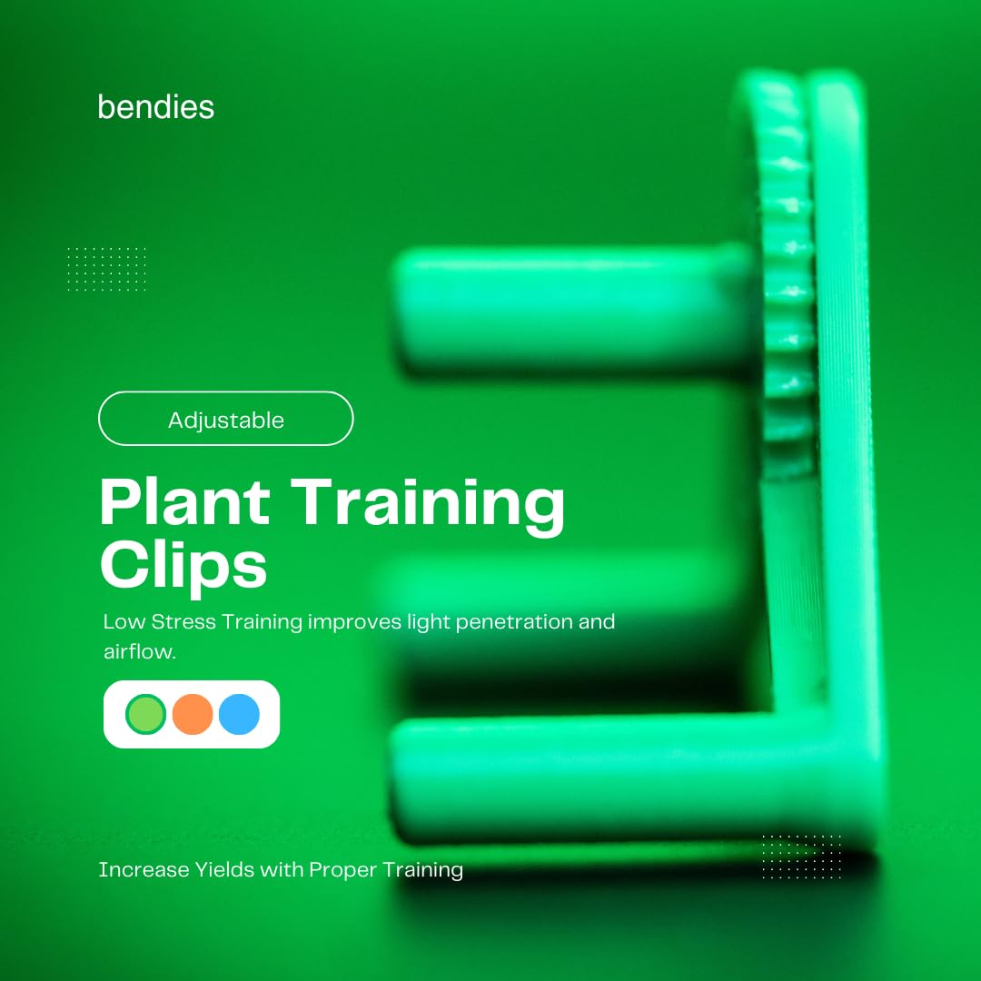Bendies LST Plant Training Clips 50 Pack - v2.0 Adjustable Low Stress Support Clips for Stem Bending, Grow Tent, Plant Ties & Gardening Accessories