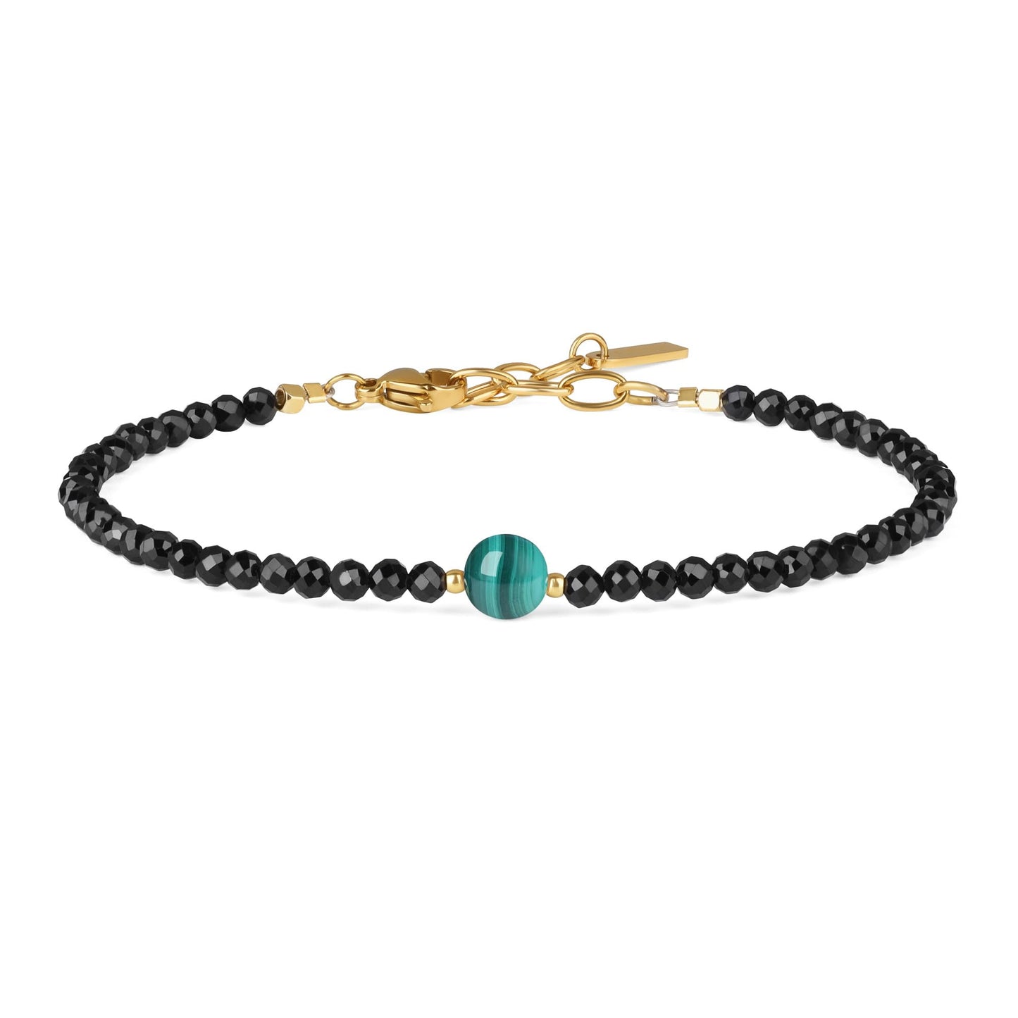 COAI Birthstone Bracelet for Women, Malachite Black Tourmaline Bracelet for Women 3mm