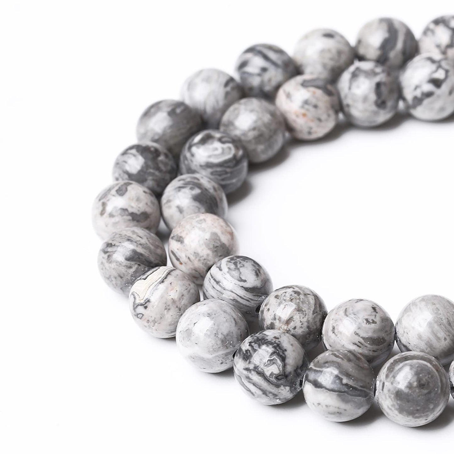 A+ Natural Map Jasper Gemstone Beads Gray Energy Stone Healing Power for Jewelry Making DIY Bracelet 8mm 45pcs