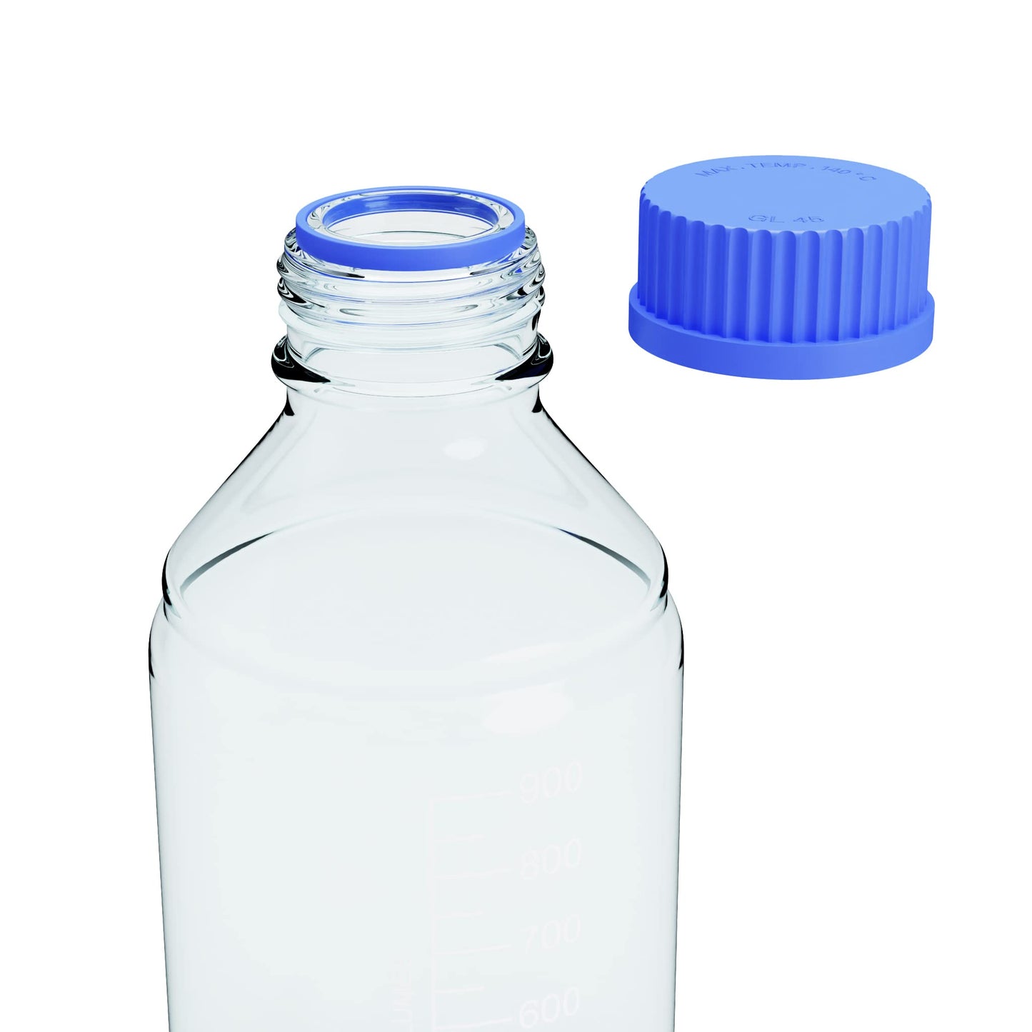MorexLab 1000ml Storage Glass Bottles – 2pcs Round Media Storage Bottle – Borosilicate Glass Bottles – Safe Probe Storage Glass Storage Bottles with GL45 Blue Screw Cap (1000ml - 2pcs)