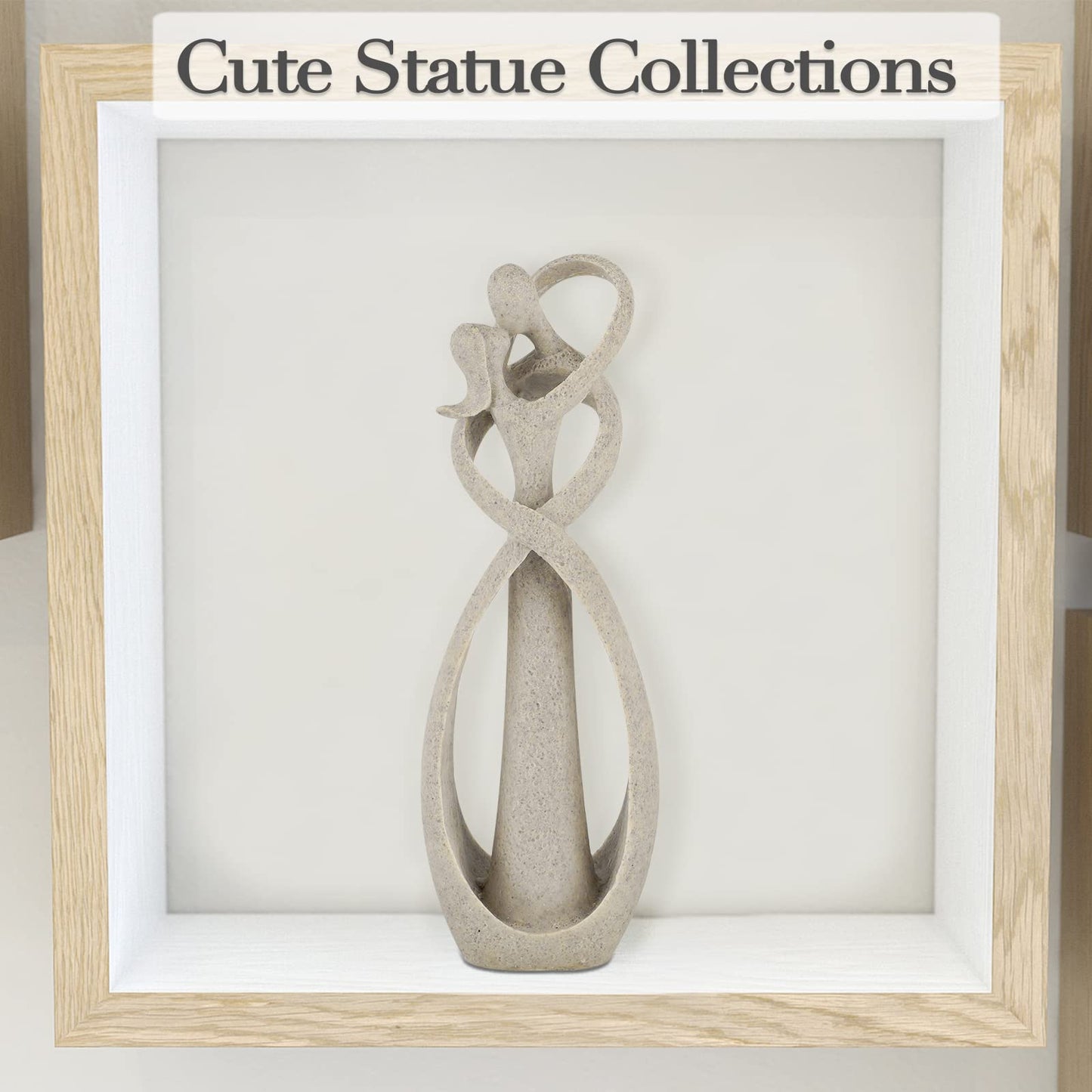 Trycooling Kissing Lovers Statue Abstract Sculpture Resin Statues for Home Decor Modern Home Office Desktop Shelf Bookshelf Decor (Sandstone, Small)