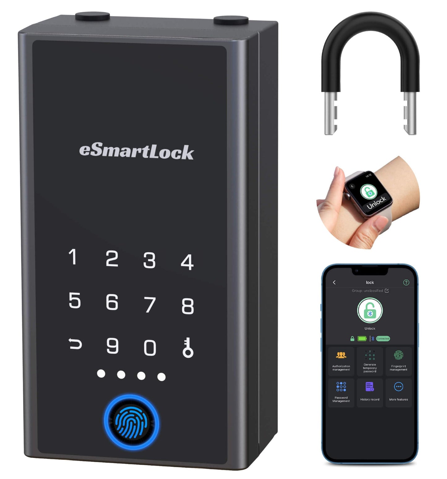 Anweller Lock Box for Keys with Code, Fingerprint Smart Bluetooth Key Hider, Outdoor Waterproof Combination Lockbox for Realtor, Hosts, Keys Safe Storage, Hide a Key, Wall Mount & Door Hanging