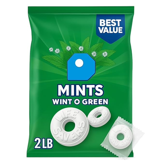 Mints, Bulk Hard Candy Wint-O-Green Breath Mints, 44.93 oz Party Size 431716