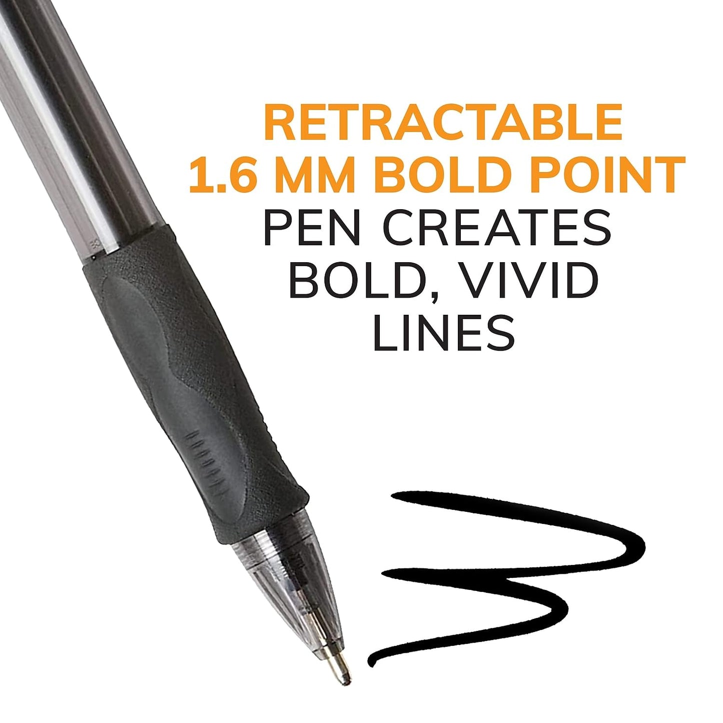 BIC VLGB11BK Velocity Retractable Ballpoint Pen, Black Ink, 1.6mm, Bold, Dozen