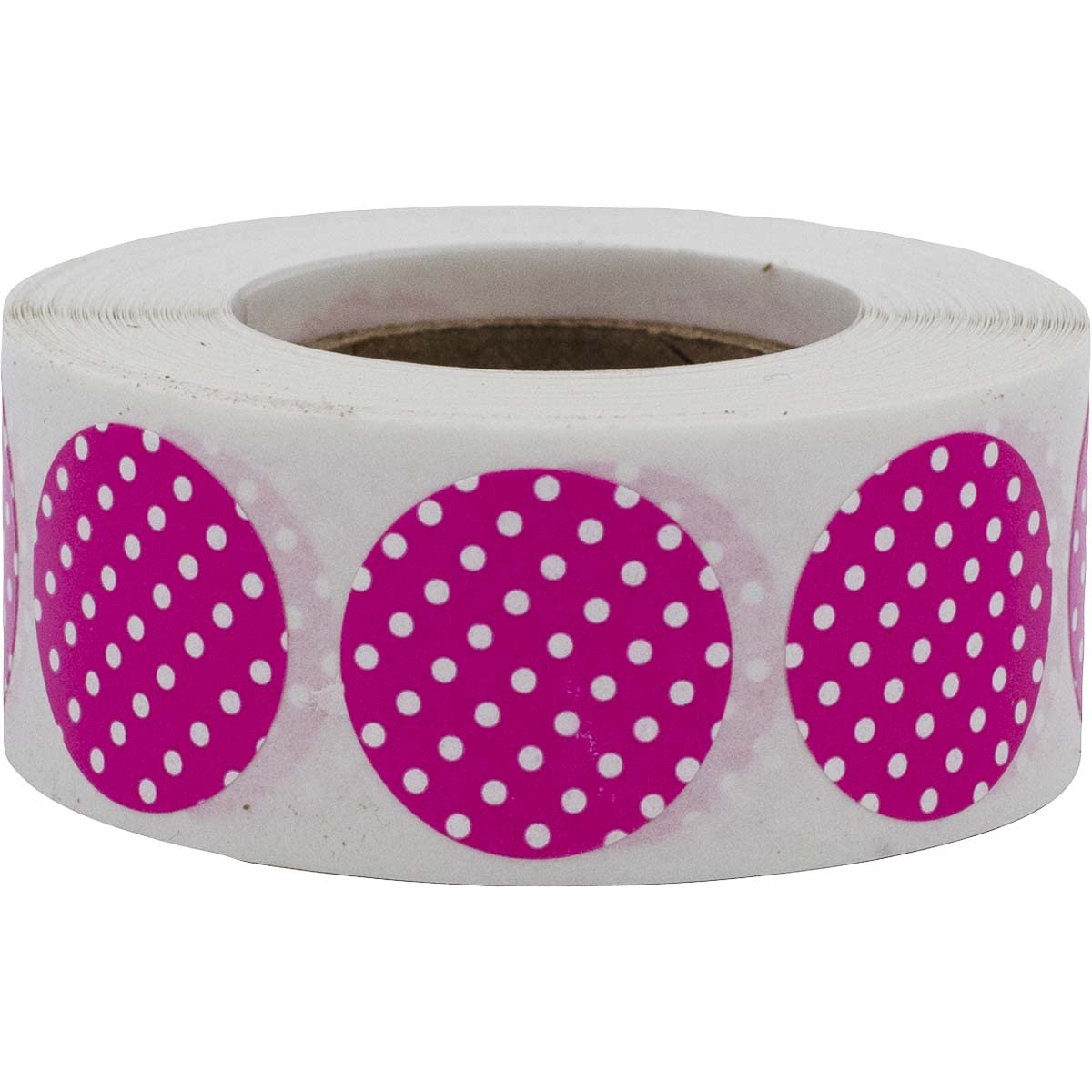 Hot Pink with White Polka Dot Color Coding Labels -3/4" Inch Round Circle Dots, 500 Total Adhesive Stickers on a Roll for Inventory and Crafting - Made in the USA