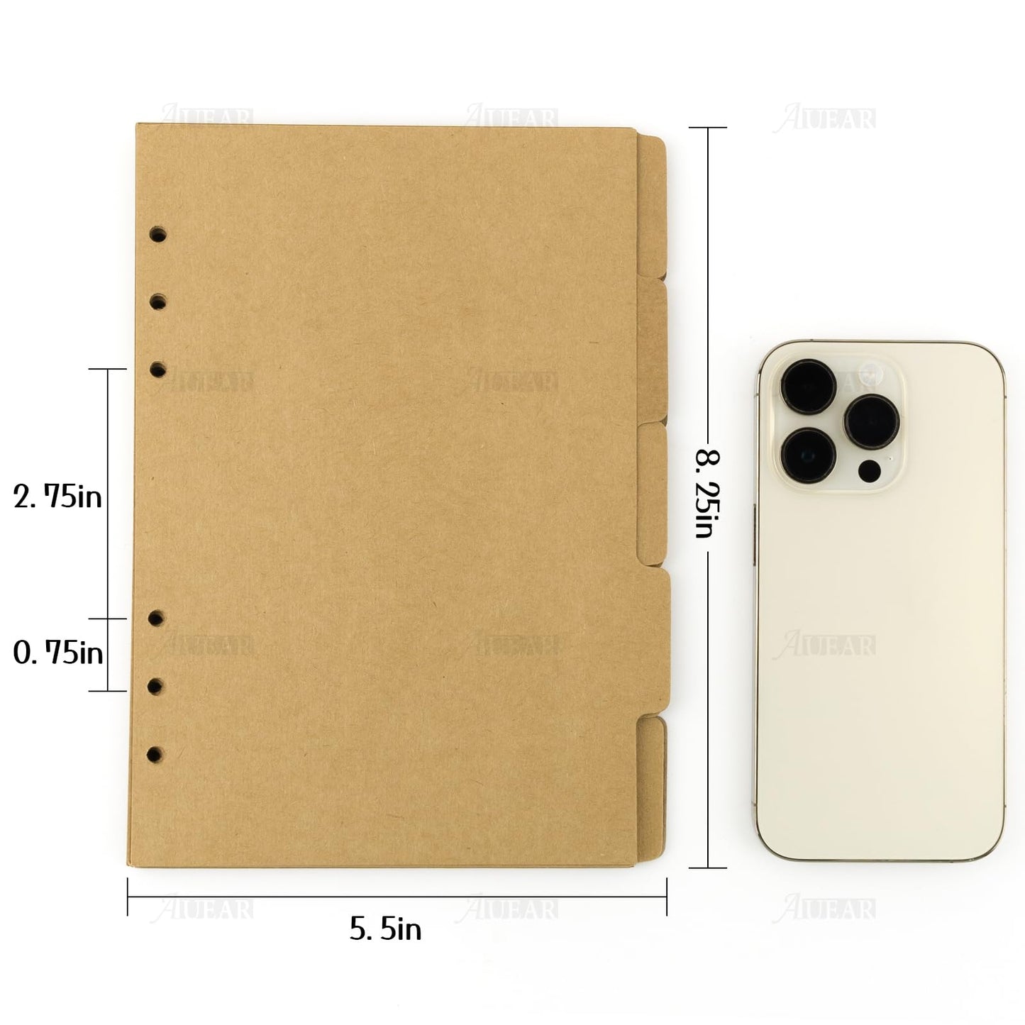 AUEAR, 3 Sets A5 Kraft Paper Divider 6 Holes Ring Index Page Tab Cards for Travel Diary Binder Notebooks Journal Plan