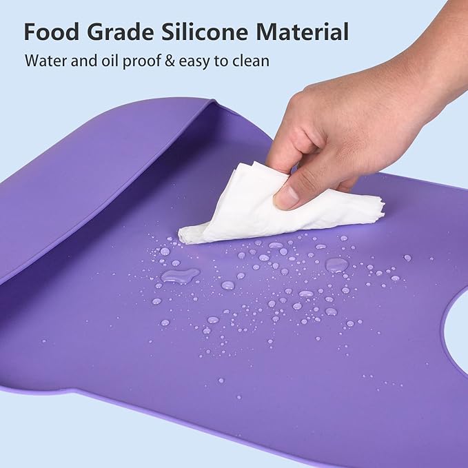 Adult Bibs for Men Women Adjustable Washable Silicone Adult Bibs for Elderly with Crumb Catcher (Purple)