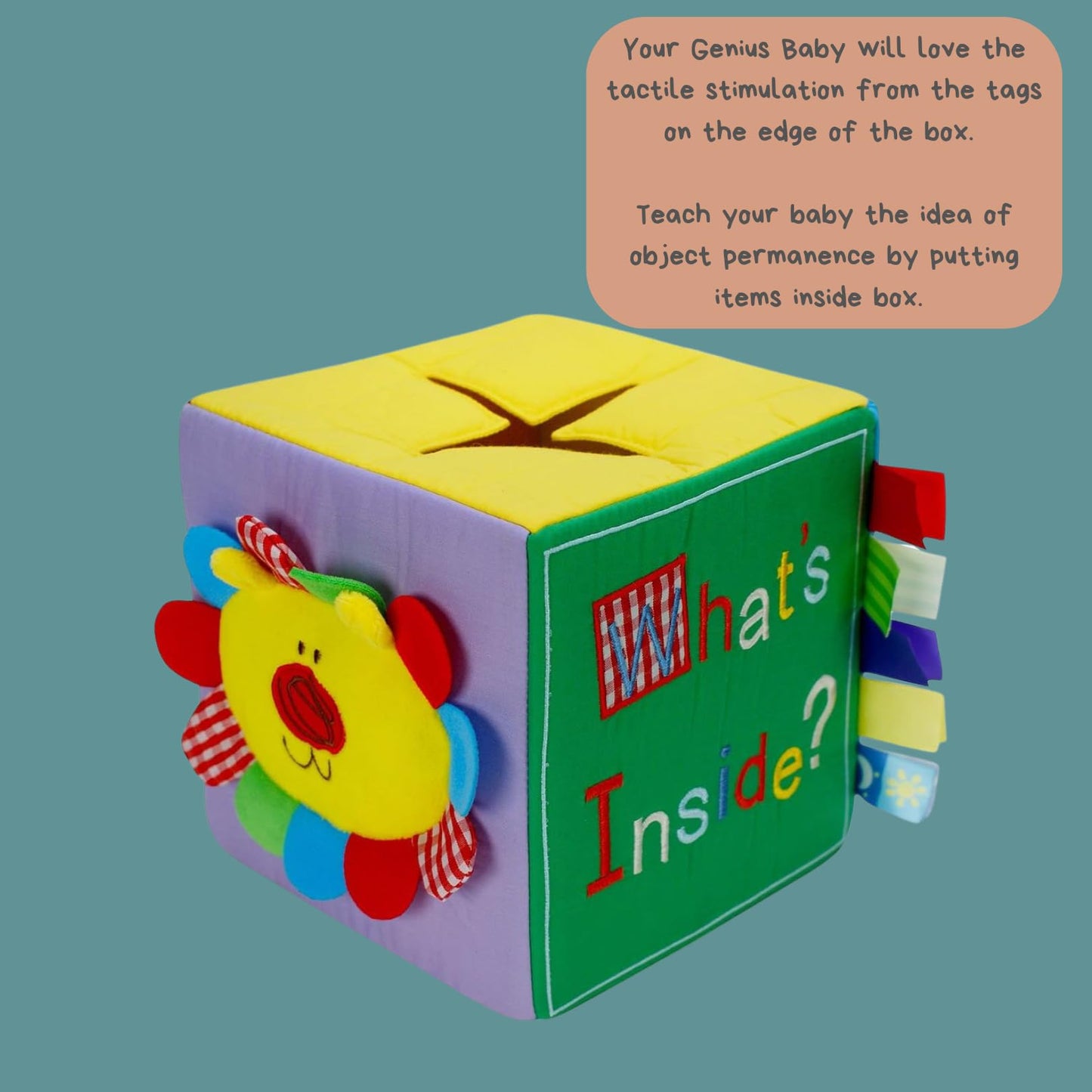 Whats Inside Box - What's in the Box Toy - 7 Surprise Pieces - Educational Sensory Toys, 7" Square, Larger and More Pieces Than Most, Perfect Size for Small Hands, for Babies, Toddlers