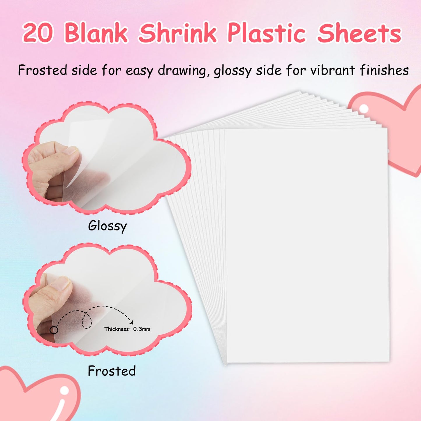 Esmorah 242PCS Shrink Dink Keychain Kit - Shrink Plastic Sheets with 20pcs Shrink Paper Sheets+Tools, DIY Heat Shrink Art Kit for Keychains, Rings, Charms & Crafts for Kids & Adults Creative Projects
