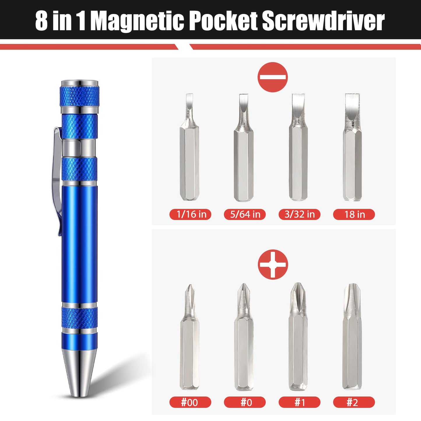 Mudder Pen Screwdriver Gifts Multitool Handy Tool 8 in 1 Magnetic Pocket Screwdriver Precision Function for Mini Gadgets(12 Pieces)