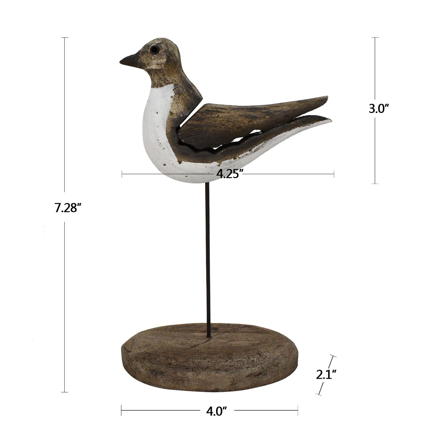 Veclotch Wood Seagull Figurine Nautical Decoration, Rustic Sea Bird Statue Nautical Beach Theme Seabird Sculpture Table Top Decor for Living Room Bathroom Home Decor