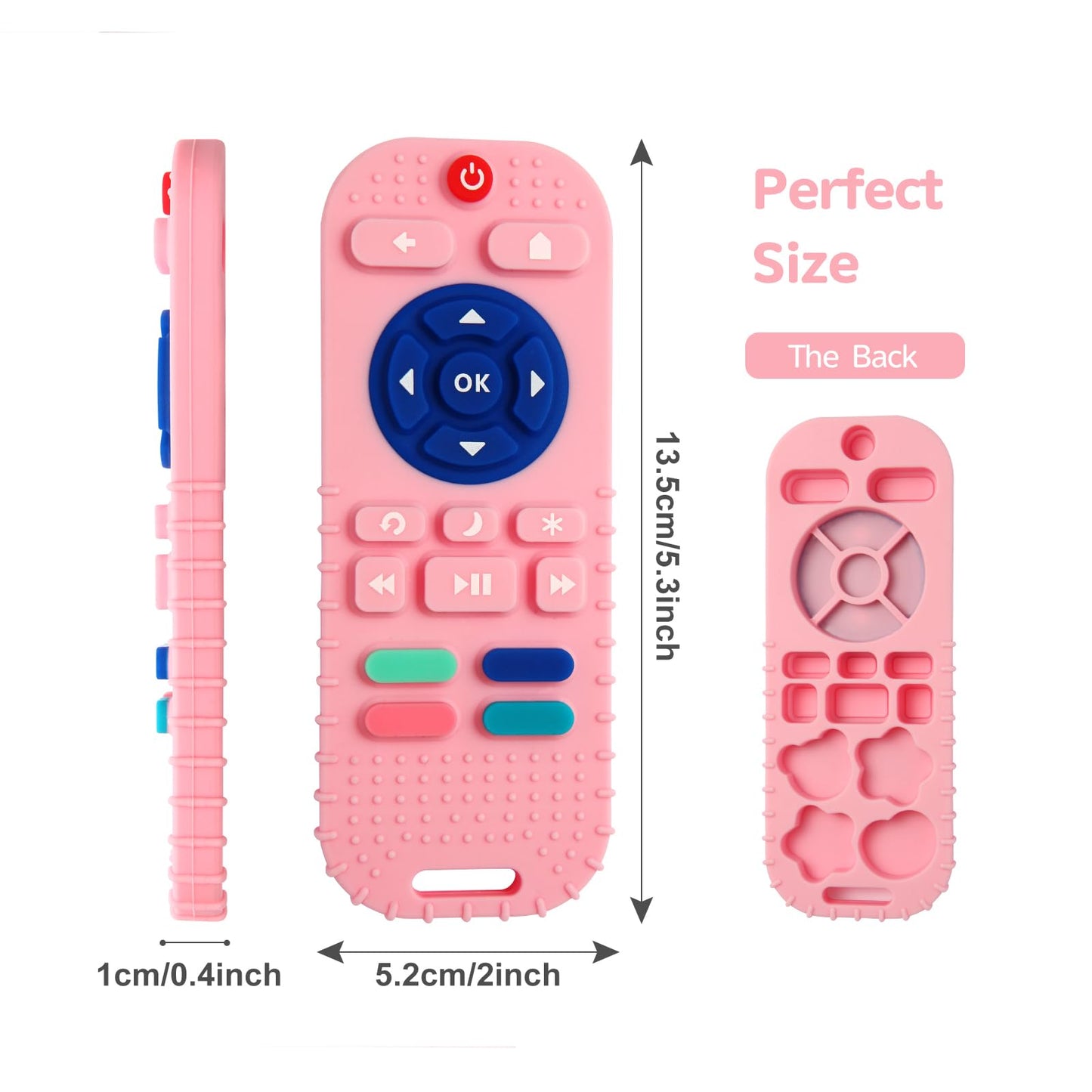 Hooku 2 Pack Silicone Teething Toys for Babies 0-6 Months, Teethers for Babies 6-12 Months, Remote Teether for Baby, Sensory Toys for Babies, Baby Chew Toys