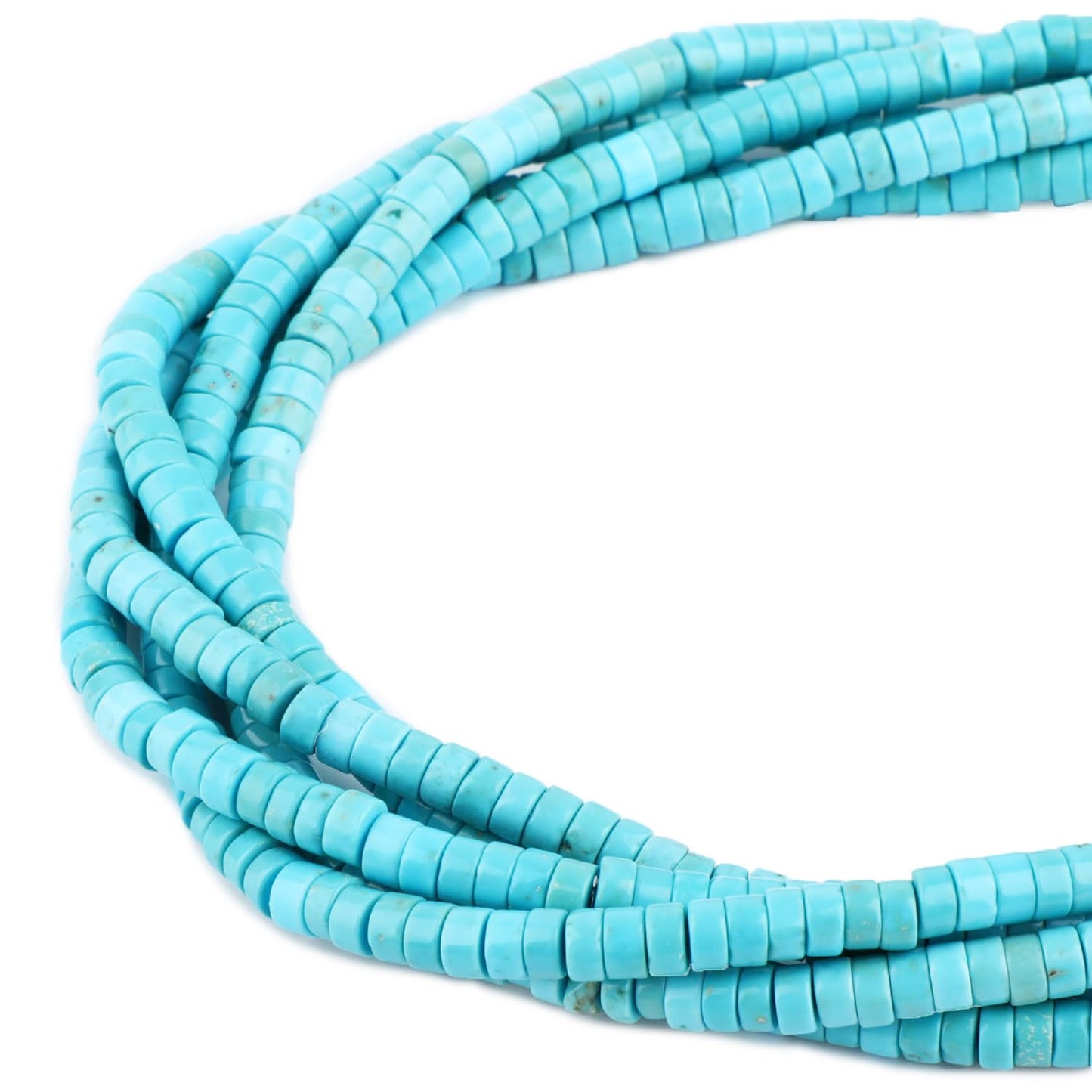 Natural Blue Turquoise Heishi Spacer Beads Loose Semi Precious Flat Round Gemstone Disc Shape Stone for Beading Jewelry Making 4x2mm 15.5"