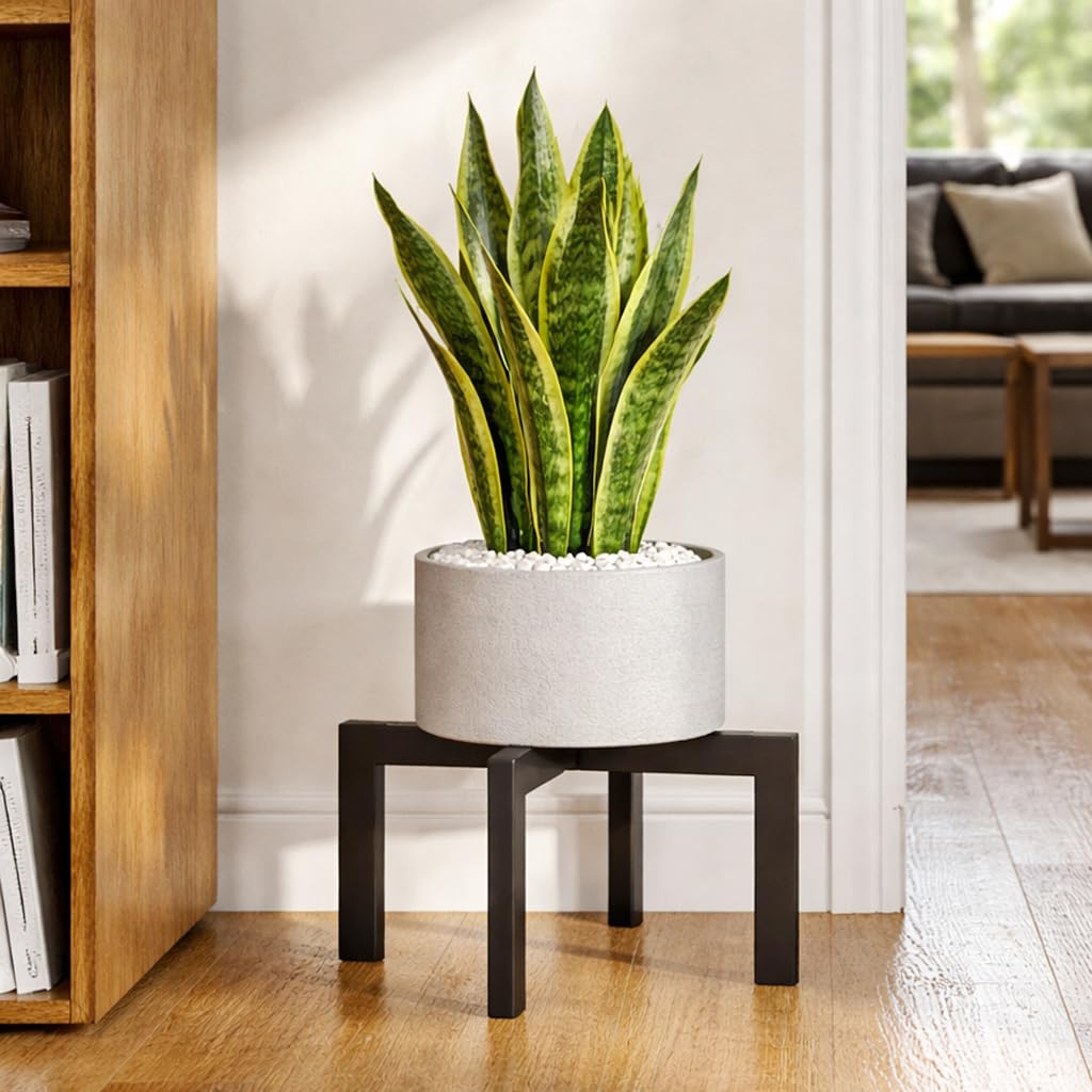 pickpiff Plant Stand Indoor Outdoor Flower Holder Riser Low Profile 150lbs Heavy Duty For Pots 5–12'' Black, Metal