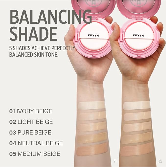 KEYTH PINK MAGNET CUSHION #01 IVORY BEIGE (15G, 0.52 OZ.) / Magnetic Adherence, Dewy Radiance, 77% moisture essence, Glow Film Complex, Skin Film Polymer
