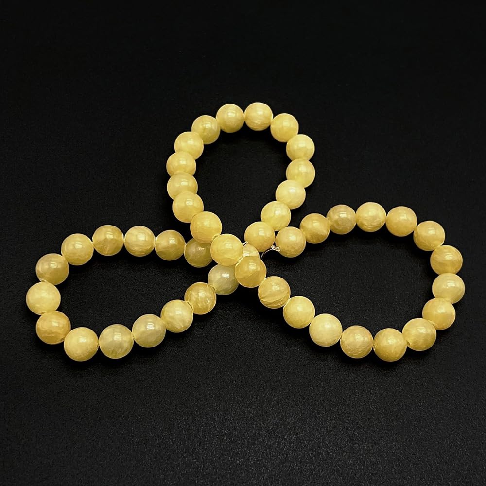 Basigeese Natural Gemstone Beads for Jewelry Making, Polished Round Smooth Stone Beads, Genuine Real Stone Beads for Bracelet Necklace 1 Strand 15"(8mm, Yellow Jade)