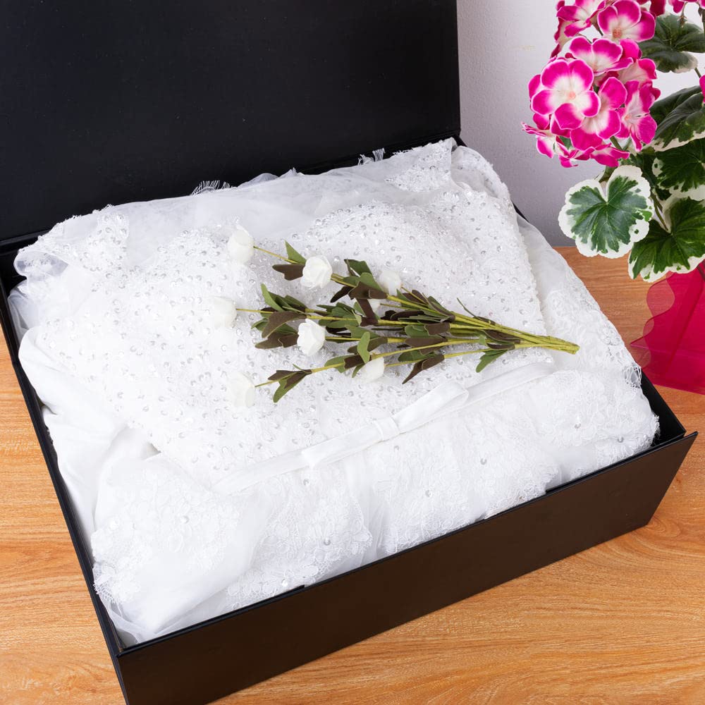 PACKGILO Black Extra Large Gift Box with Lid 1 Pcs 19x16x6 Inches, Gift Box large Black Gift Boxes for Presents Clothes Robe Wedding Dress Sweater,Reusable Foldable Bridesmaid Proposal Box（Matte）