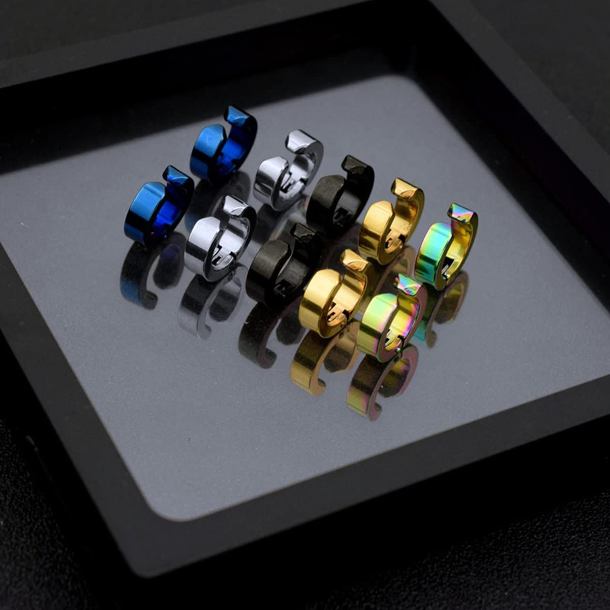 10 Pieces Non-Piercing Earrings Ear Clip Fake Ear Hoops for Men and Women Stainless Steel 5 Pairs