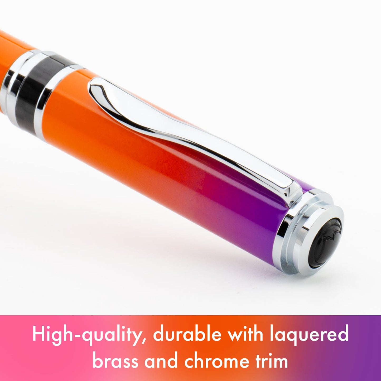 Monteverde USA Innova Ombre Fusion Harmony (Purple/Orange/Pink Gradient Finish) Fountain Pen - Stub Nib, Refillable, Gift Case, Luxury Pen
