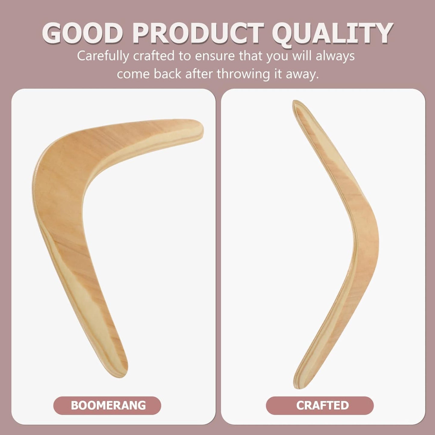 Musaner Wooden Boomerang for Adults, Large, Unisex, Outdoor Activity, 14.50x8.45x0.20 Inch, 1PCS
