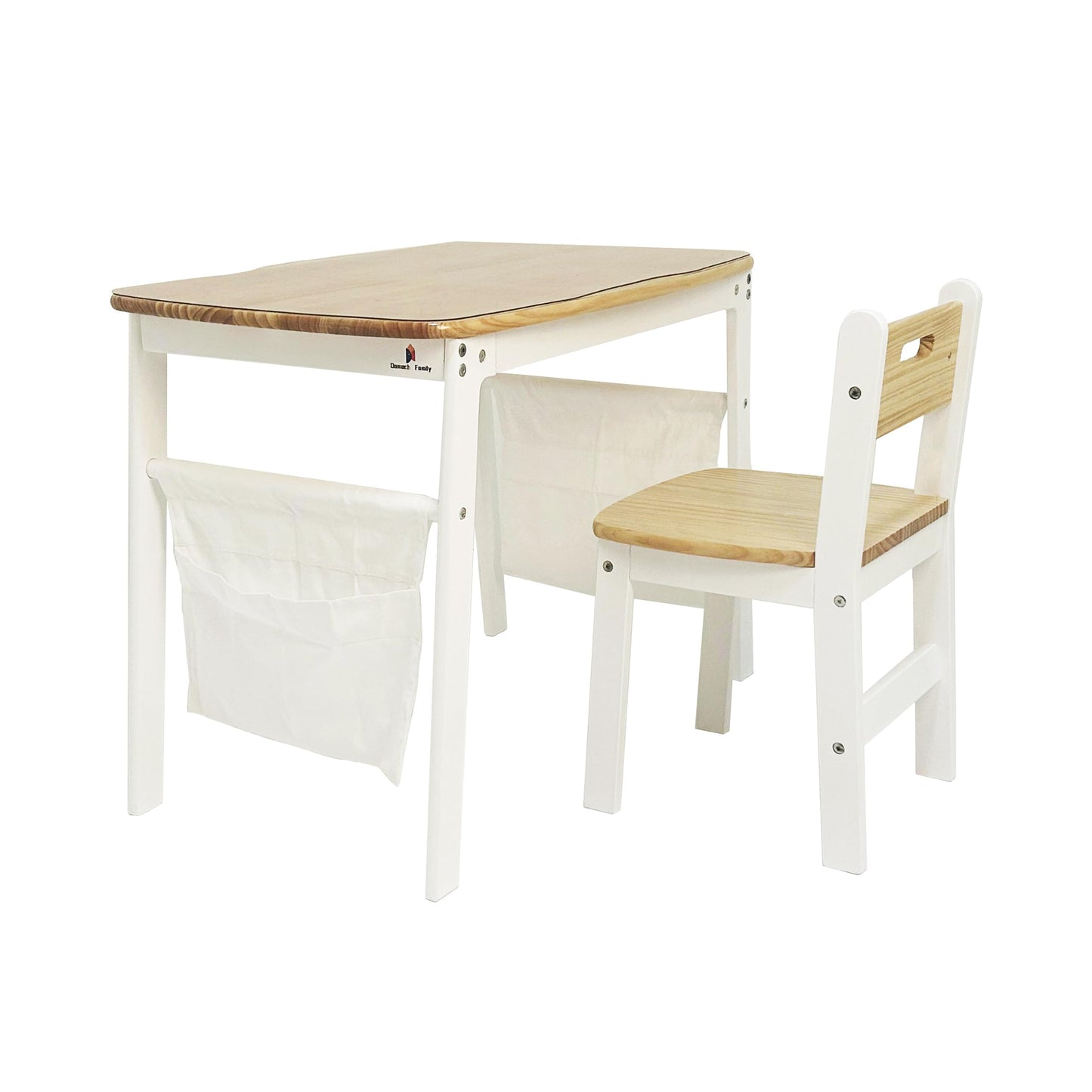 Damoch Family® My First Desk - Kids Desk & Chair Set (Ages 3-8) - Natural Wood Study Table with Ergonomic Chair, Learning Station, Art & Craft Table | PVC Protector & Storage Bags Supplied