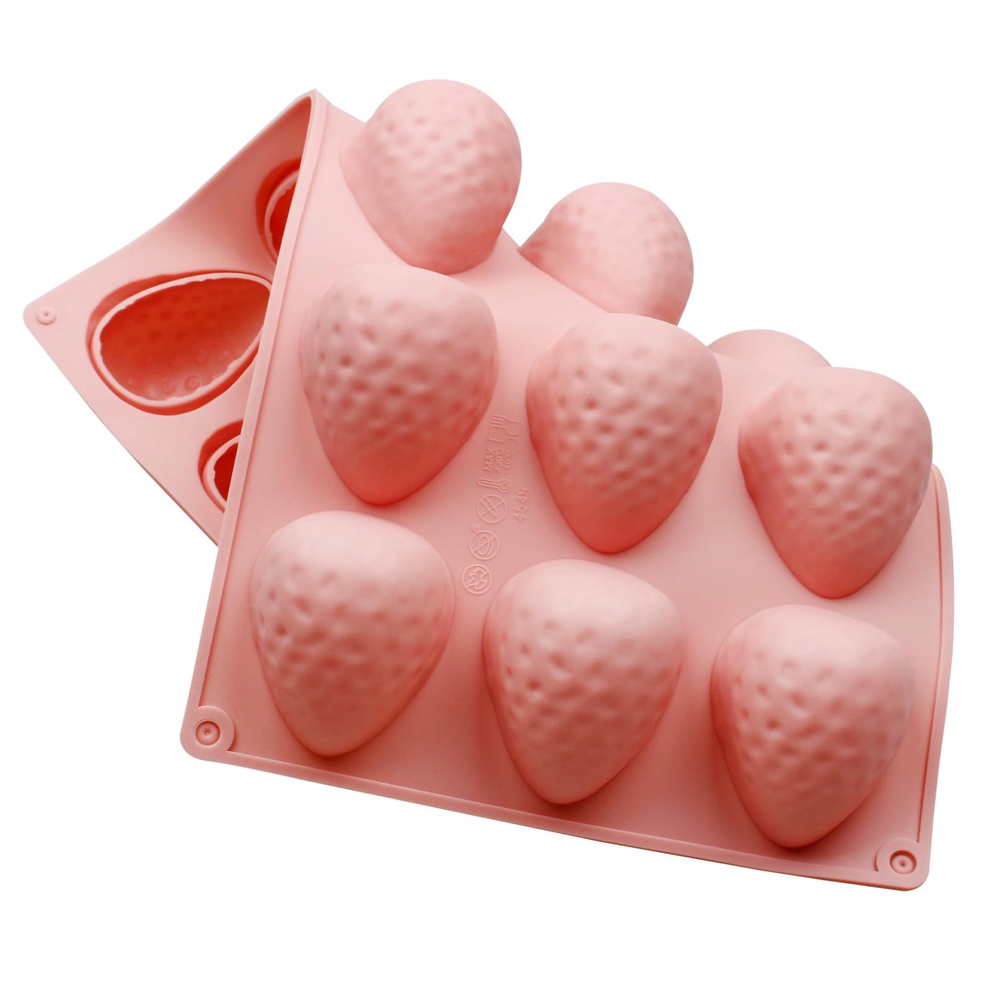 2Pcs 3D Strawberry Silicone Gummy Mold, Strawberry Chocolate Mold, 15 Cavity Half Fruit Maker Candy Cookie Mould Kitchen Tools 11.3 x 6.69 Inch