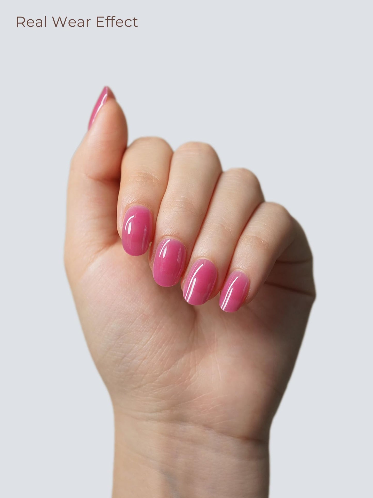 Beaolata Real Gel Nail Strips (No UV Light Needed) - 44Pcs Salon Quality Nail Stickers - Long Lasting Polish Wraps for Women, Easy Apply & Remove (Passionfruit Pink)