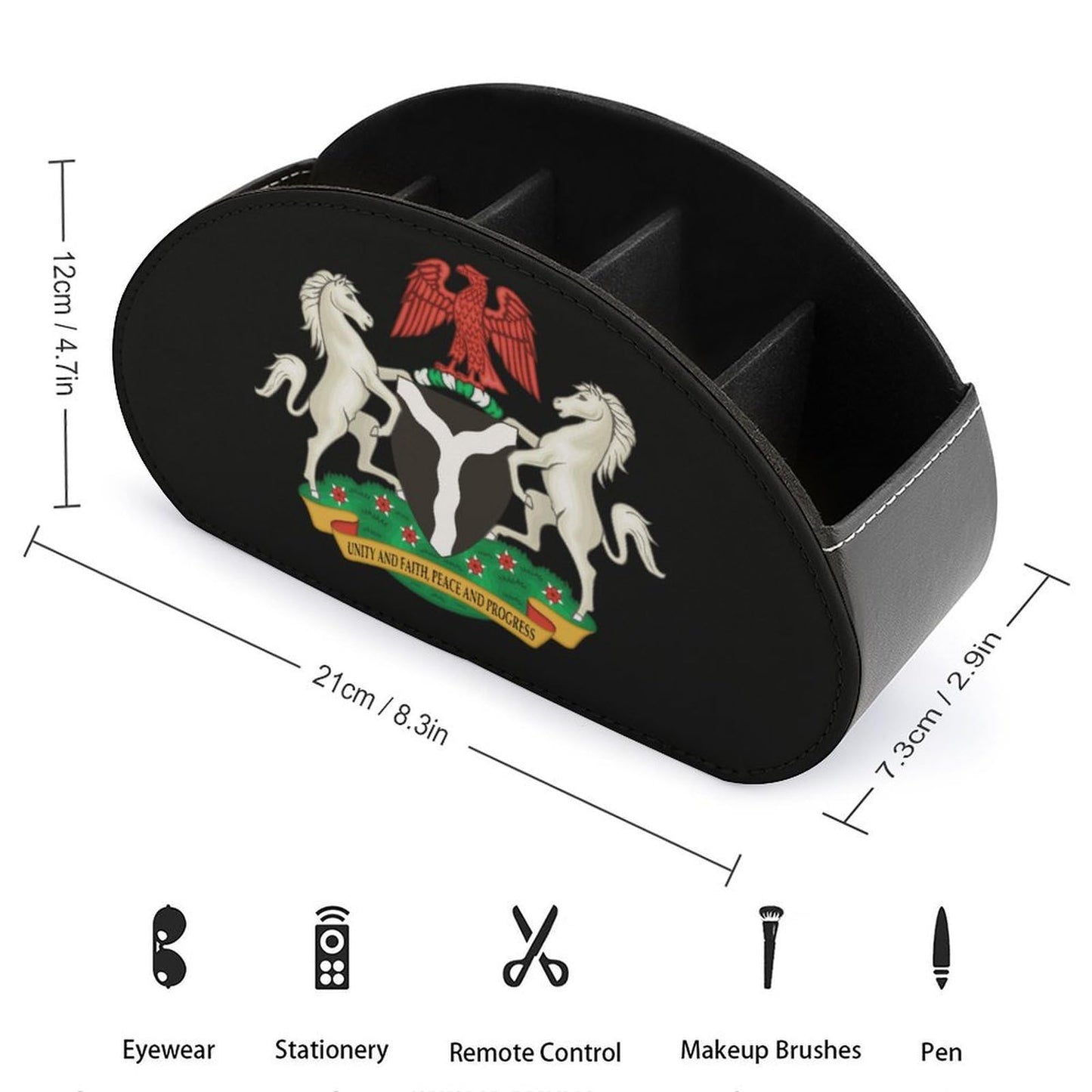 Coat of Arms of Nigeria Remote Control Holder with 5 Compartments Caddy Desktop Organizer for Home Office