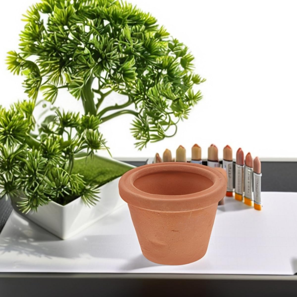 SHINEOFI 3pcs Mini Ceramic Succulent Planters Natural Terracotta Small Pots for Indoor Cactus Herbs Compact Desk Shelf Window Sill Decor Nordic Home Office Accents