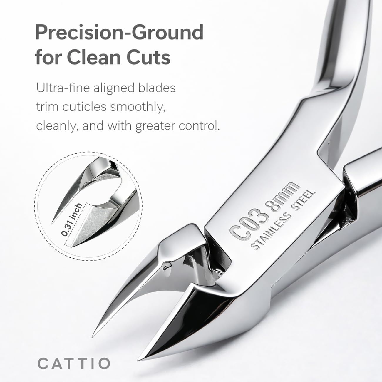 Cattio Cuticle Trimmer with Cuticle Pusher and Cutter, Professional Stainless Steel Nippers, Cutter Clippers, Cuticle Remover, Durable Pedicure Manicure Tools for Fingernails and Toenails Dead Skin