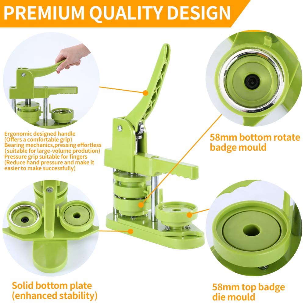 MK.Bear Button Maker Machine 58mm (2.25 in) Installation-Free, DIY Button Pin Maker Machine, Badge Punch Press with Free 100pcs Badge Supplies & Pictures & Circle Cutter