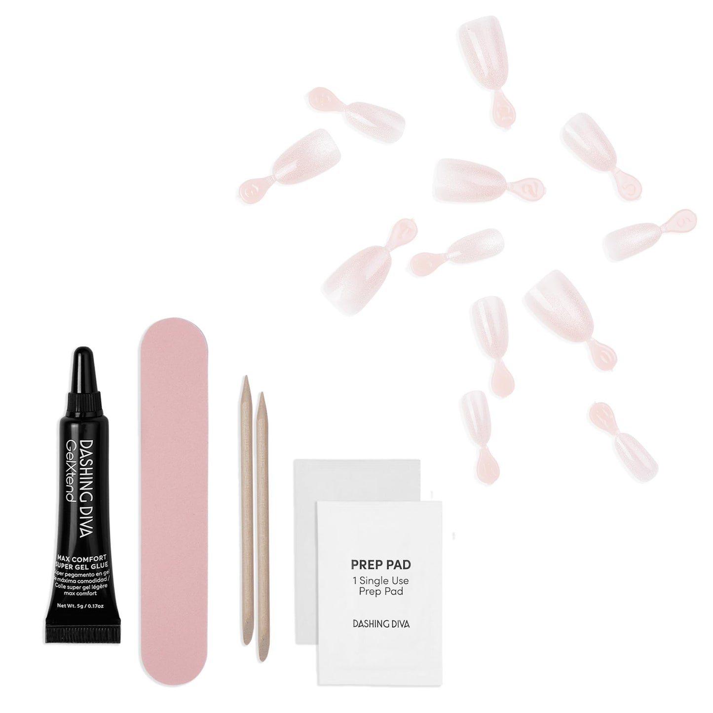 Dashing Diva GelXtend Design & Removal Kit - Nail Tips & Magic Off+ Remover - Acrylic Nails with LED Glue - Lasts Up to 14 Days - Press On Remover with Niacinamide and Castor Oil - Ballet Beauty