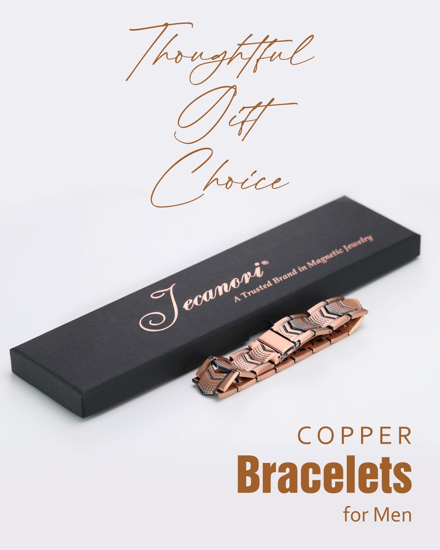 Jecanori Copper Bracelet for Men, 3X Strength Magnetic Bracelets for Men - Premium Fold-Over Clasp