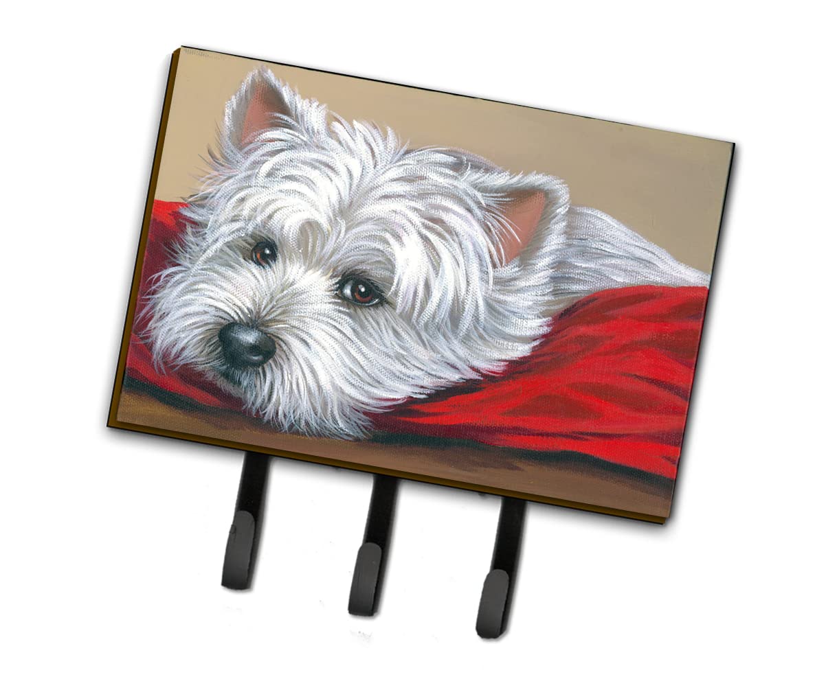 Caroline's Treasures PPP3284TH68 Westie Red Pillow Leash or Key Holder, Wall Hooks, Key Hooks Holder, Coat Rack Wall Mount, Coat Hooks, Hooks for Hanging Keys, Towels, Aprons, Leashes,