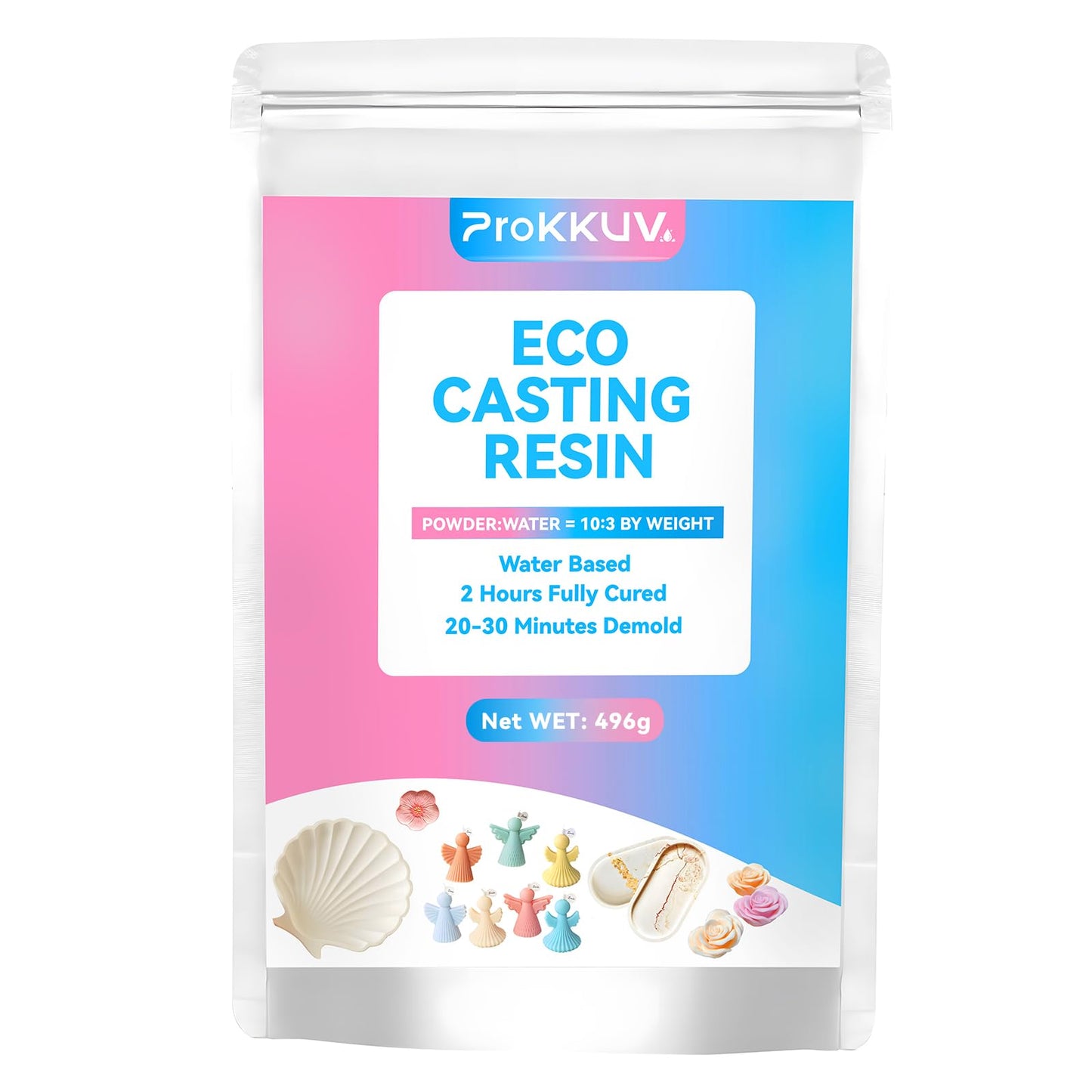 ProKKUV Resin Casting Powder 500G(1.1lb),20-30 Minutes Demold Fast Curing, Casting Kit for Beginners,Plaster Powder, Easy for DIY Trays, Wedding, Mother's Day Gift