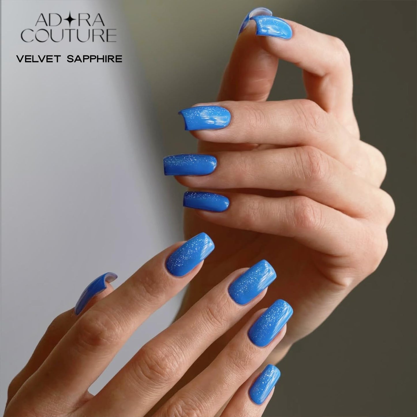 Adora Couture Semi Cured Gel Nail Strips with 20 Pieces - UV Gel Stickers, Manicure Kit, Easy Application Wraps Includes Prep Pads, Nail File, Wooden Stick - UV Light Required (Velvet Sapphire)