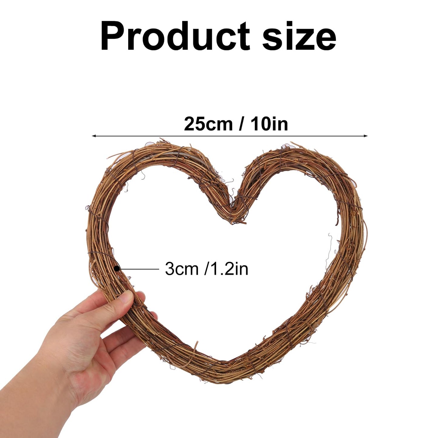 KUKLIPJIM 8 Pcs 10 Inch Heart Shaped Natural Grapevine Wreath Set, Hand-Woven Vine Branch Wreaths for DIY Crafts, Christmas Decorations, Home & Event Styling