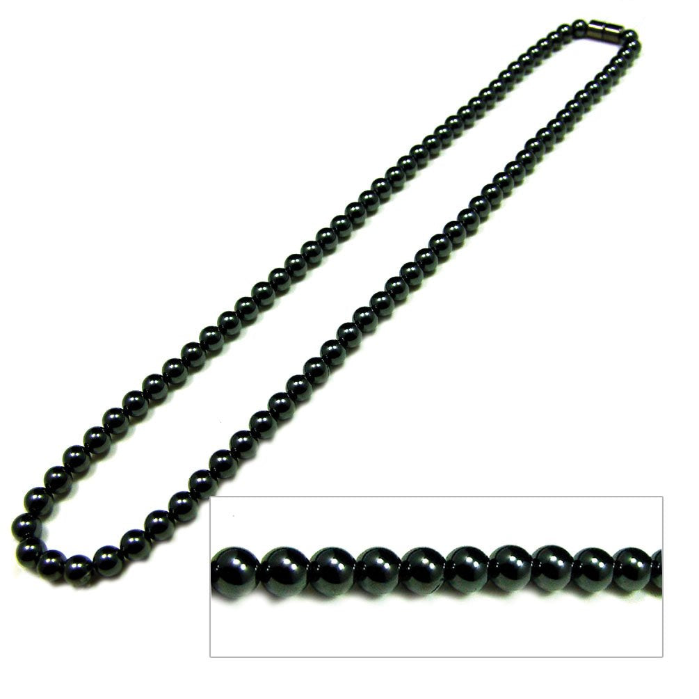 Accents Kingdom Men's Magnetic Hematite Therapy & Healing Stone with Round Beads Necklace, 22"