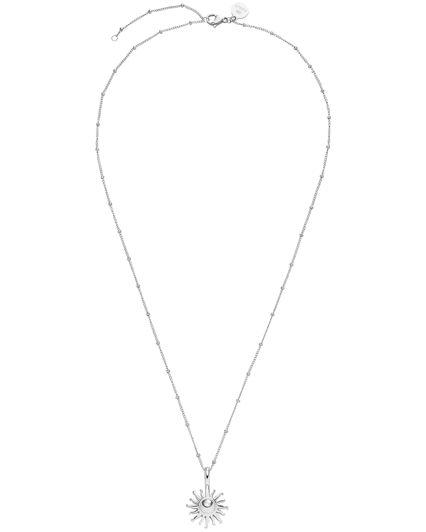 Purelei® Sun Necklace: Waterproof & Adjustable, Chain with sun pendant, 20 to 22 inch adjustable length, 18K Gold plated stainless steel - silver