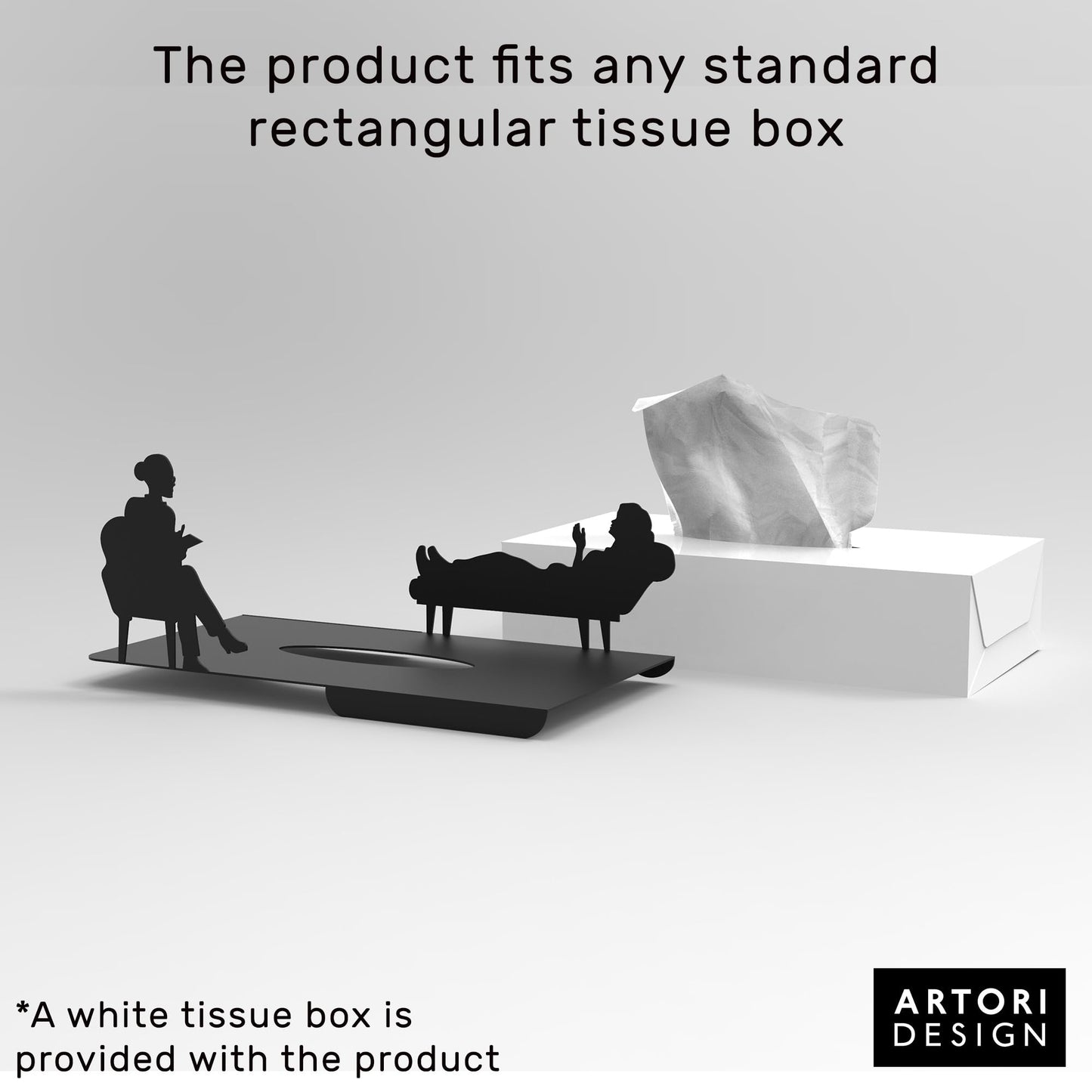 Artori Design Tissue Box Cover Rectangular in Her Treatment - Psychologist Gifts, Thank You Gifts for Women Therapist Office Decor, Private Practice Flat Box Tissue Holder for Office Decoration