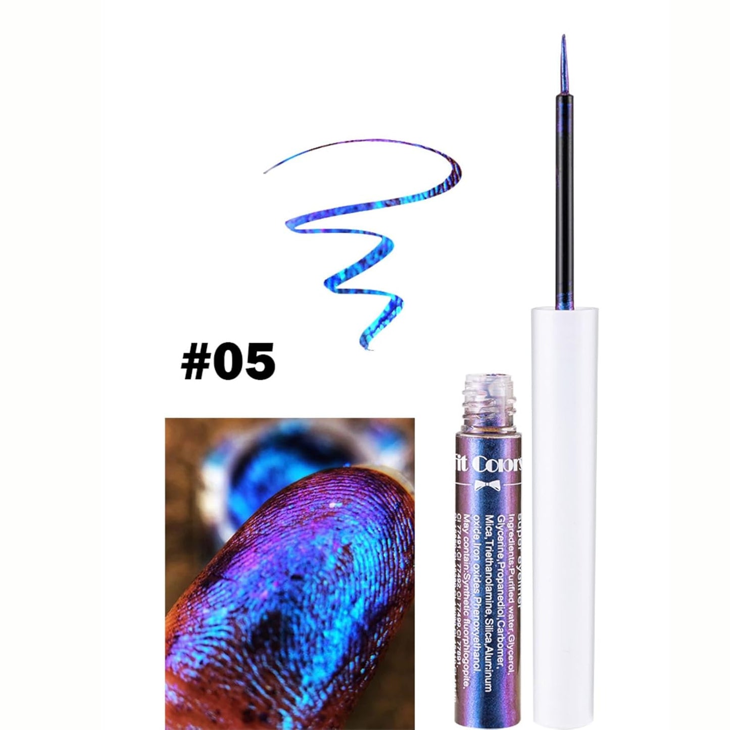 Corlo Glitter liquid eyeliner waterproof, Metallic Intense Color Shifting Colorful Eyeliner, Eyeliner Gel MultiColor Highly Pigmented Gift Kit for Women and Girls (05)