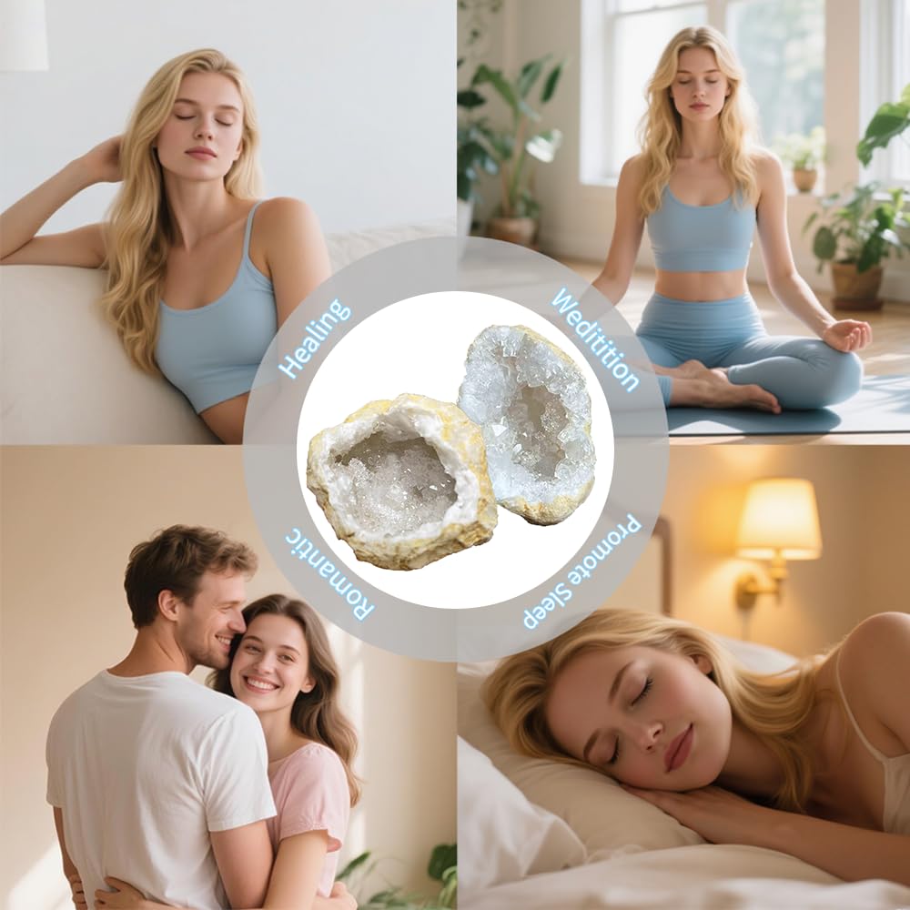 2PCS Natural Raw Stone Healing Crystals Bulk Healing Gemstones for Reiki Tumbling Fountain Rocks Meditation Garden Home Decor (Agate geode)